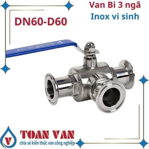 van bi 3 ngã phi 60-d60-dn60 inox vi sinh 316L-304L