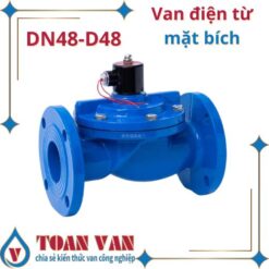 Van điện từ mặt bích DN 48 bằng thép không gỉ, được sử dụng để điều khiển lưu lượng chất lỏng trong các ứng dụng công nghiệp.