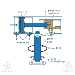 Alternative view of Đầu Khí Nén Automa AD140 Tác Động Kép — Bộ Truyền Động Xoay 90° Hàn Quốc | Toanvan