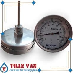 Đồng hồ bimetal chân sâu lắp đường ống hơi nước, dầu, hóa chất công nghiệp - Toanvan